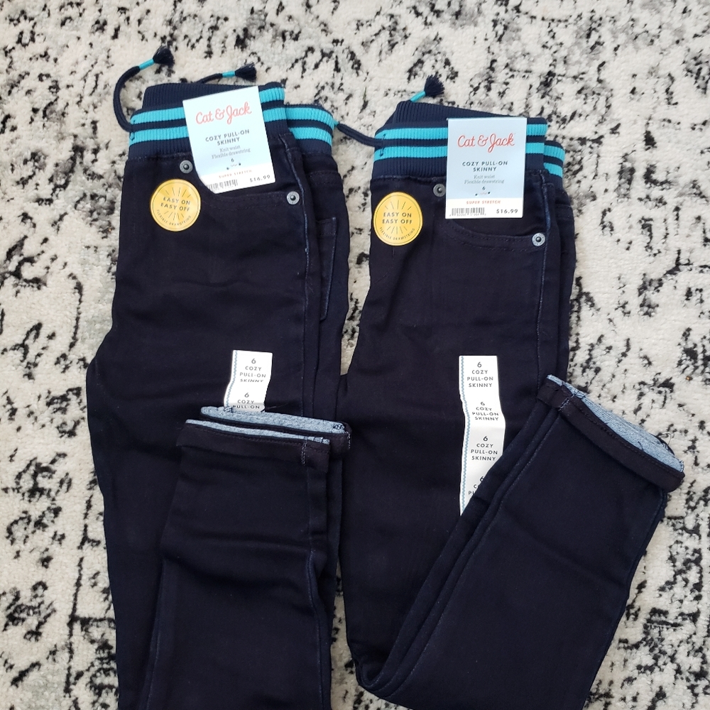 NWT Cat&Jack Girls Skinny Jeans Lot Size 6 2 pairs